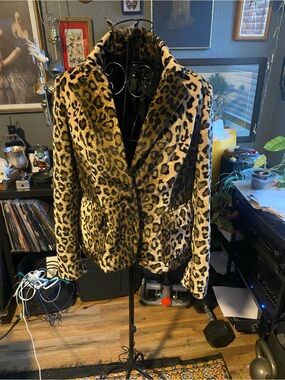 INC International Concepts Leopard Print Faux Fur Blazer - Brown & Black